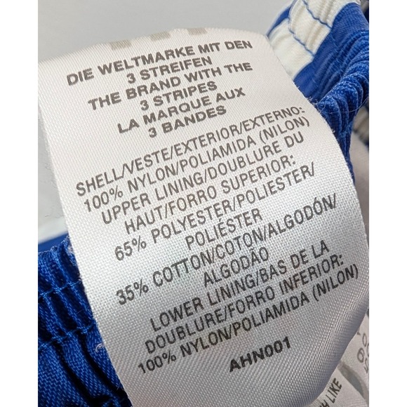 Adidas Track Pants Blue White Stripe Windbreaker Men's Size L Elastic Waist 90s - Picture 12 of 13